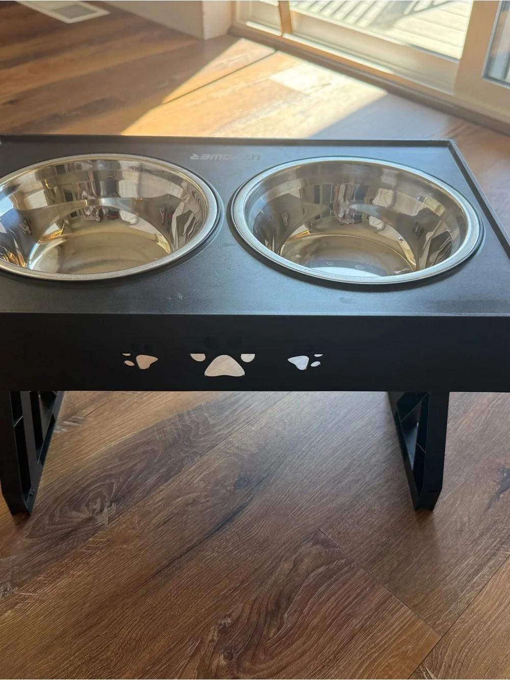 Black Elevated Double Dog Bowl Set with Stainless Steel Inserts
